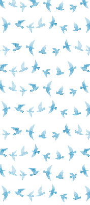 Estor decorativo con pájaros azules
