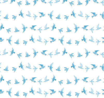 Estor decorativo con pájaros azules