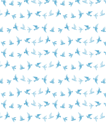 Estor decorativo con pájaros azules