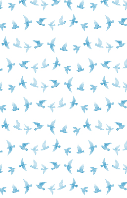 Estor decorativo con pájaros azules