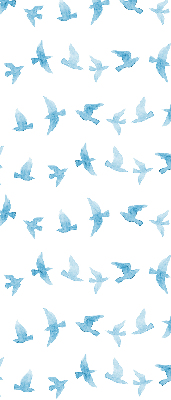 Estor decorativo con pájaros azules