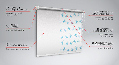 Estor decorativo con pájaros azules