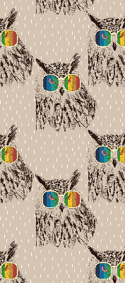 Estor enrollable de tela con diseño de búhos en gafas de colores