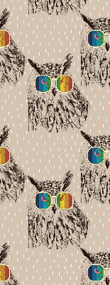 Estor enrollable de tela con diseño de búhos en gafas de colores