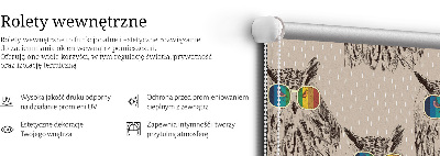 Estor enrollable de tela con diseño de búhos en gafas de colores