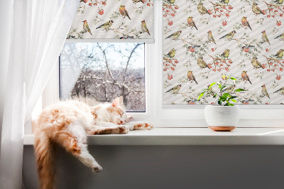 Estor decorativo con motivo de pájaros en las ramas