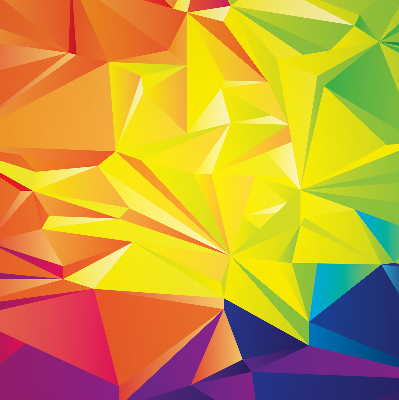 Estor decorativo con patrón de origami colorido