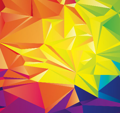 Estor decorativo con patrón de origami colorido