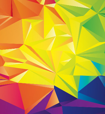 Estor decorativo con patrón de origami colorido