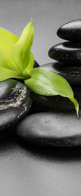 Estor decorativo con motivo de orquídea sobre las piedras