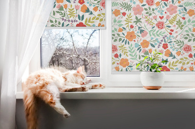 Estor opaco con estampado de flores pintadas