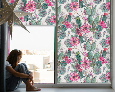 Estor decorativo con diseño de flor de cactus