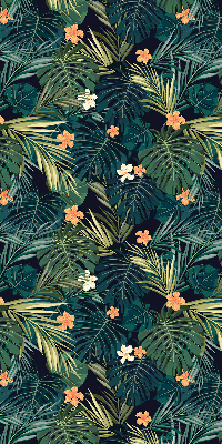 Estor opaco con hojas y flores tropicales