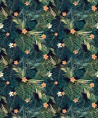 Estor opaco con hojas y flores tropicales