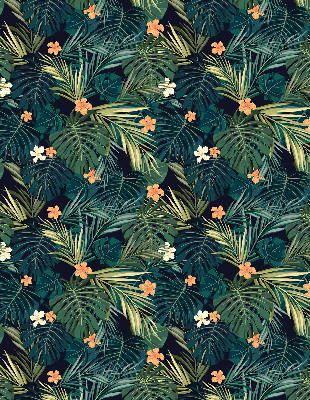 Estor opaco con hojas y flores tropicales