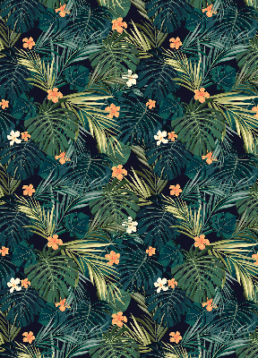 Estor opaco con hojas y flores tropicales