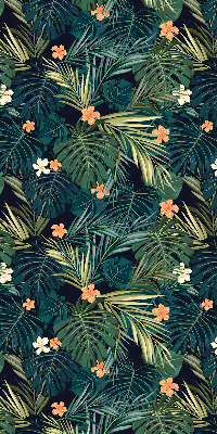 Estor opaco con hojas y flores tropicales