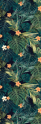 Estor opaco con hojas y flores tropicales