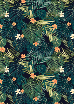 Estor opaco con hojas y flores tropicales