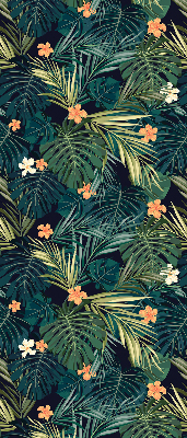 Estor opaco con hojas y flores tropicales