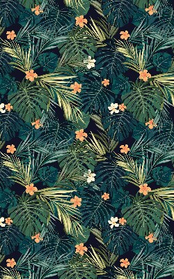 Estor opaco con hojas y flores tropicales