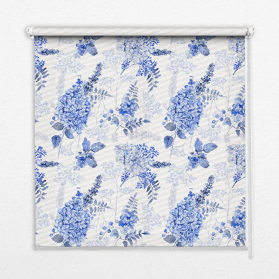 Estor decorativo con flores azules