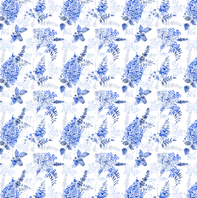 Estor decorativo con flores azules