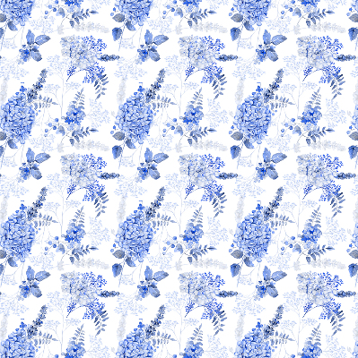 Estor decorativo con flores azules
