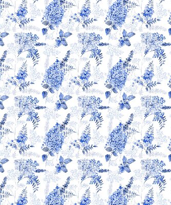 Estor decorativo con flores azules