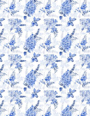 Estor decorativo con flores azules