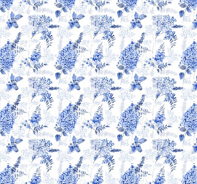 Estor decorativo con flores azules