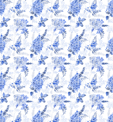 Estor decorativo con flores azules