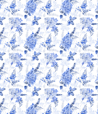 Estor decorativo con flores azules