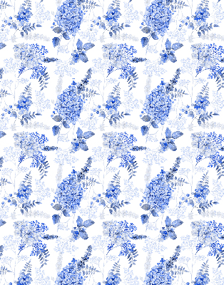 Estor decorativo con flores azules