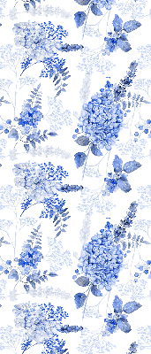 Estor decorativo con flores azules