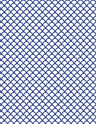 Estor decorativo con diseño de escamas azules