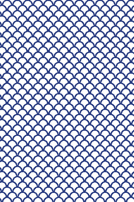 Estor decorativo con diseño de escamas azules