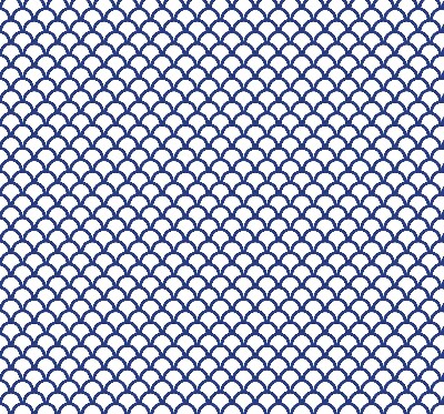 Estor decorativo con diseño de escamas azules