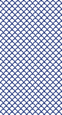 Estor decorativo con diseño de escamas azules