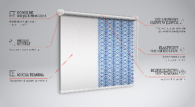 Estor decorativo con formas azules