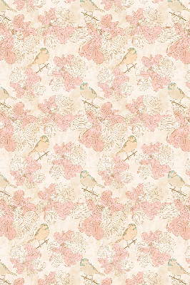 Estor decorativo con estampado de pájaros entre las flores