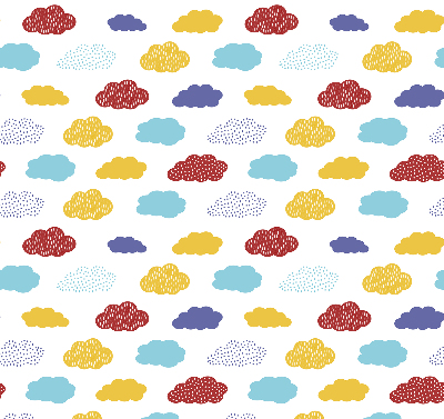 Estor opaco con diseño de nubes coloridas