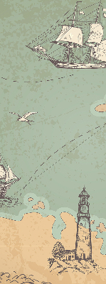Estor decorativo con diseño de mapa del océano