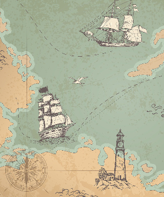 Estor decorativo con diseño de mapa del océano