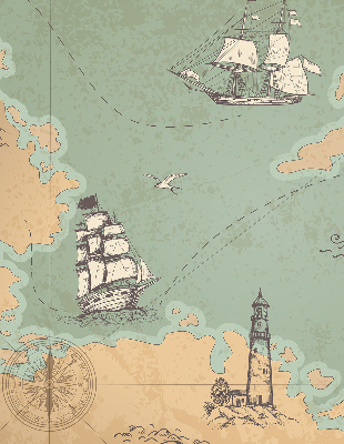 Estor decorativo con diseño de mapa del océano