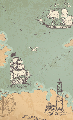 Estor decorativo con diseño de mapa del océano