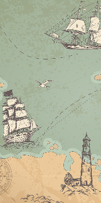 Estor decorativo con diseño de mapa del océano