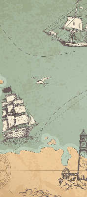Estor decorativo con diseño de mapa del océano