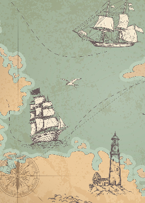 Estor decorativo con diseño de mapa del océano