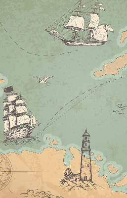 Estor decorativo con diseño de mapa del océano